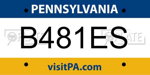 B481ES Pennsylvania License Plate
