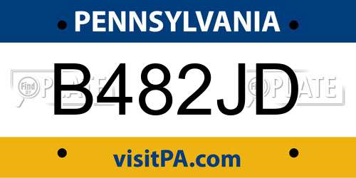 B482JD Pennsylvania License Plate