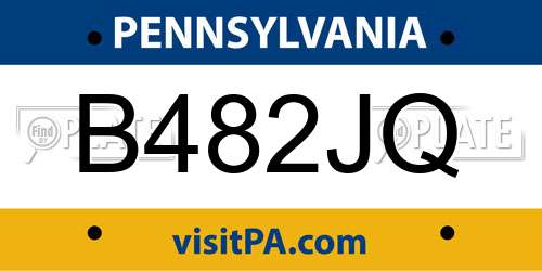 B482JQ Pennsylvania License Plate