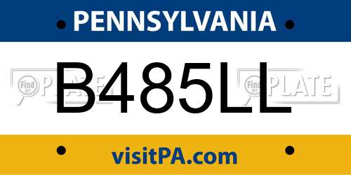 B485LL Pennsylvania License Plate