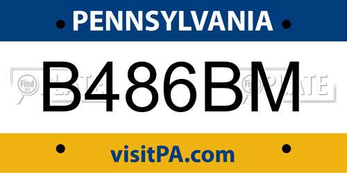 B486BM Pennsylvania License Plate