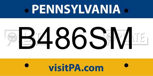 B486SM Pennsylvania License Plate