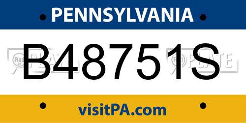 B48751S Pennsylvania License Plate