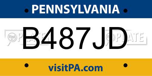 B487JD Pennsylvania License Plate