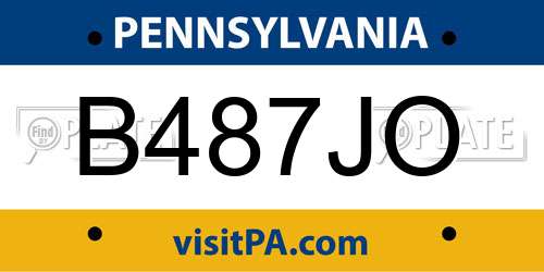 B487JO Pennsylvania License Plate