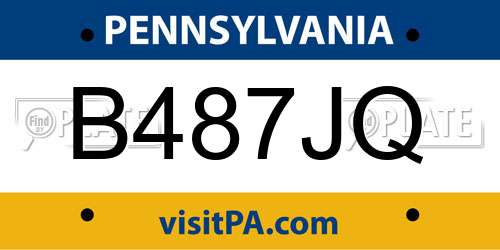 B487JQ Pennsylvania License Plate