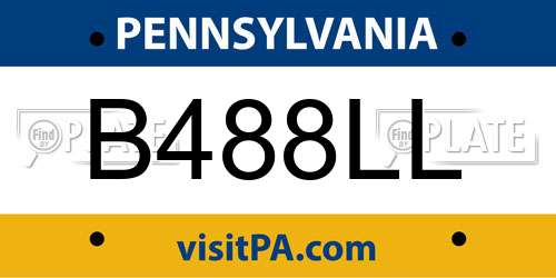 B488LL Pennsylvania License Plate