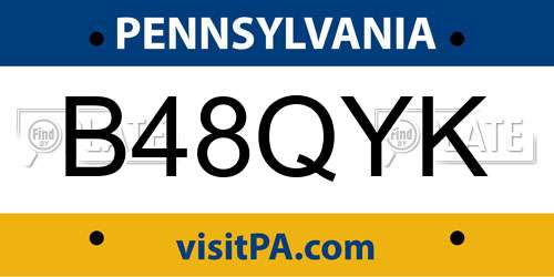 B48QYK Pennsylvania License Plate