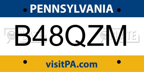 B48QZM Pennsylvania License Plate