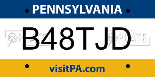 B48TJD Pennsylvania License Plate