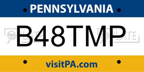 B48TMP Pennsylvania License Plate