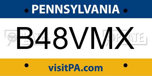 B48VMX Pennsylvania License Plate