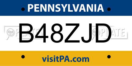 B48ZJD Pennsylvania License Plate