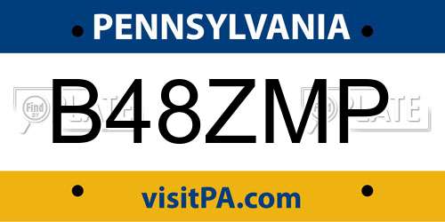 B48ZMP Pennsylvania License Plate