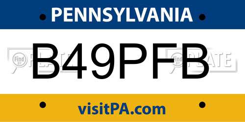 B49PFB Pennsylvania License Plate