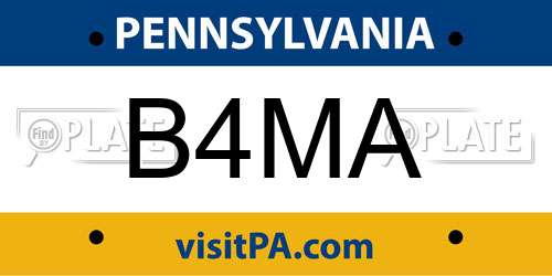 B4MA Pennsylvania License Plate