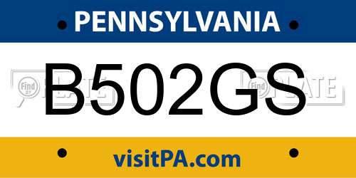 B502GS Pennsylvania License Plate