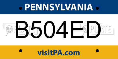 B504ED Pennsylvania License Plate