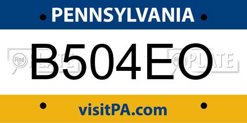 B504EO Pennsylvania License Plate