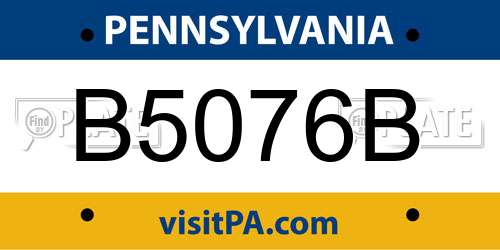 B5076B Pennsylvania License Plate