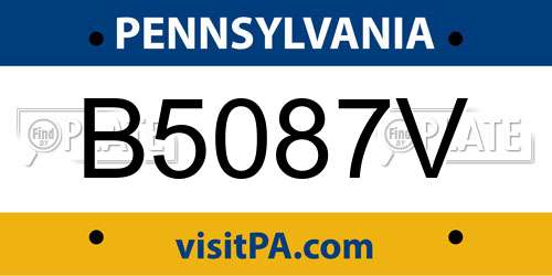 B5087V Pennsylvania License Plate