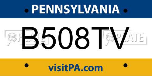 B508TV Pennsylvania License Plate