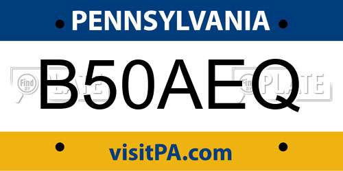 B50AEQ Pennsylvania License Plate