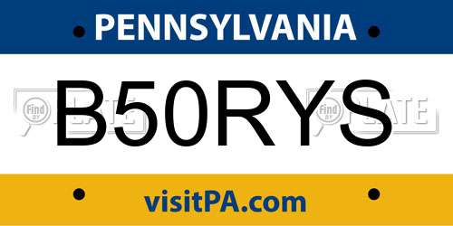 B50RYS Pennsylvania License Plate