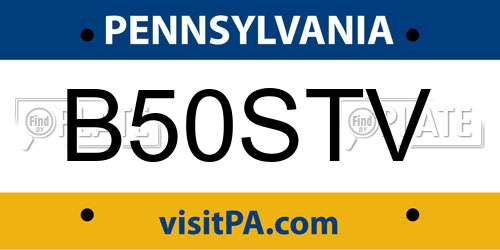 B50STV Pennsylvania License Plate