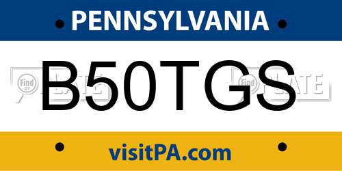 B50TGS Pennsylvania License Plate