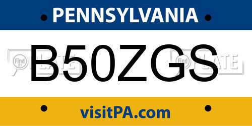 B50ZGS Pennsylvania License Plate