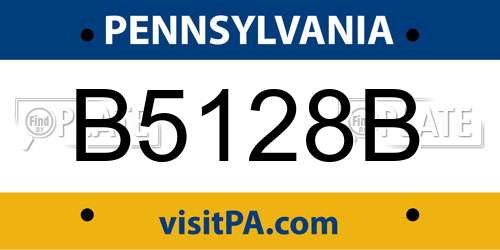 B5128B Pennsylvania License Plate