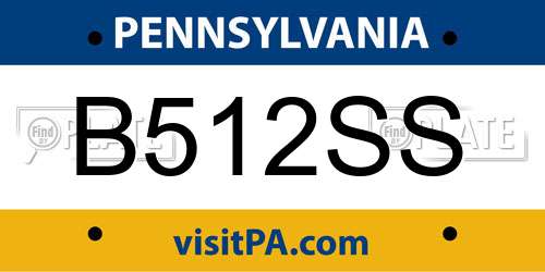 B512SS Pennsylvania License Plate