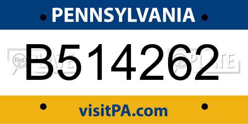 B514262 Pennsylvania License Plate