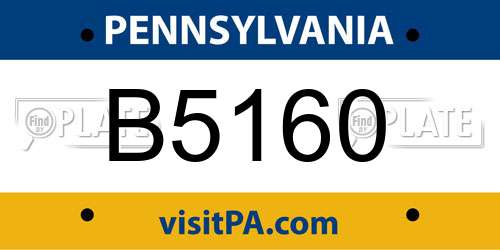 B5160 Pennsylvania License Plate