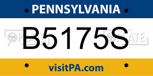 B5175S Pennsylvania License Plate