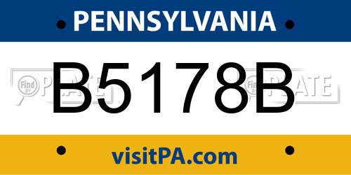 B5178B Pennsylvania License Plate
