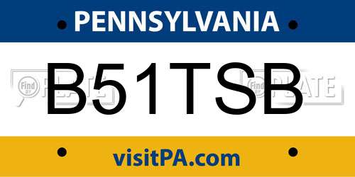 B51TSB Pennsylvania License Plate