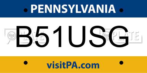 B51USG Pennsylvania License Plate