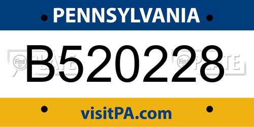 B520228 Pennsylvania License Plate