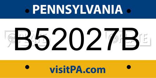 B52027B Pennsylvania License Plate