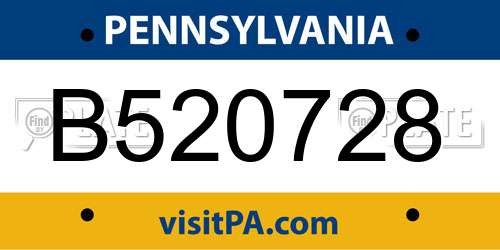 B520728 Pennsylvania License Plate
