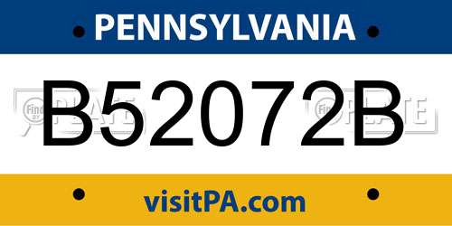 B52072B Pennsylvania License Plate