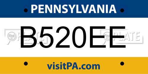 B520EE Pennsylvania License Plate