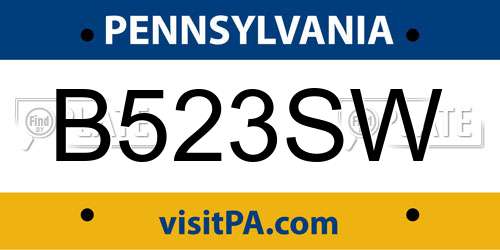 B523SW Pennsylvania License Plate