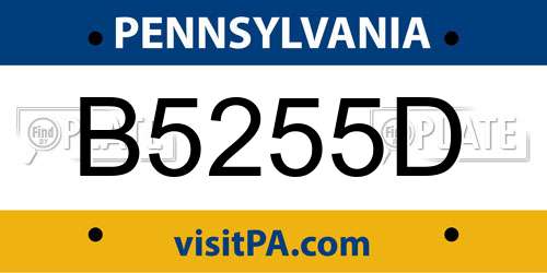 B5255D Pennsylvania License Plate