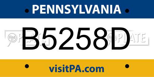 B5258D Pennsylvania License Plate