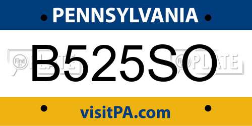 B525SO Pennsylvania License Plate