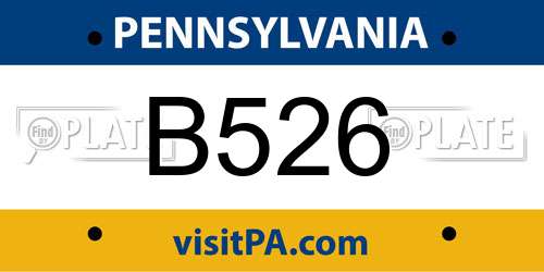 B526 Pennsylvania License Plate