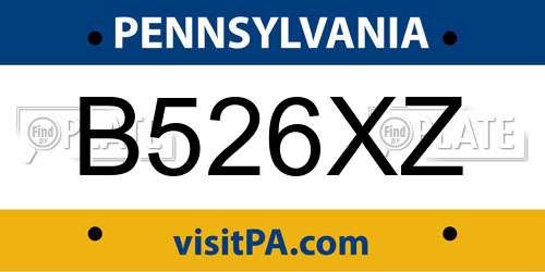 B526XZ Pennsylvania License Plate